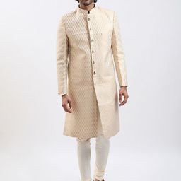 VASTRAMAY Woven-Designed Slim-Fit Sherwani Set-image-47