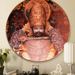 SAF Brown Khatushyam Ji Religious Printed Wooden Wall Art-image-65
