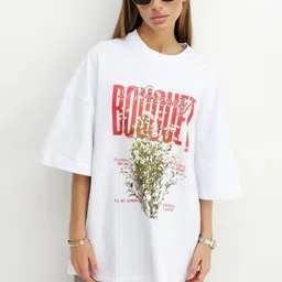 LULU & SKY Women Graphic Printed Round Neck Pure Cotton Oversized T-shirt-picture-45