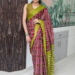 Mitera Ethnic Motifs Printed Designer Ikat Saree-picture-33