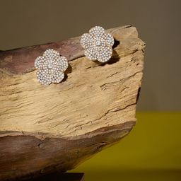 AMI Gold-Plated Austrian Diamonds Studded Dazzling Floral Studs-16