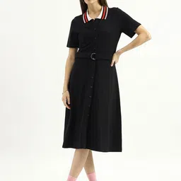 United Colors of Benetton Women Belted Shirt Midi Dress-picture-48