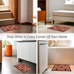 Kuber Industries Maroon & Beige Hexagon Rectangular Anti-Skid Doormats image 4