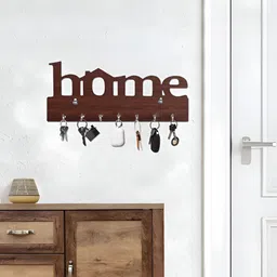 Kuber Industries Brown Wooden 7 Hooks Key Holder-99