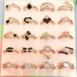 DIVYANSHI COLLECTION Gold & Silver Plated Multicolour AD Studded Rings-64
