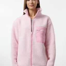 Trendyol Ak Pembe Women High Neck Front Open Sweatshirt-picture-49