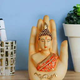 Aura Orange & Beige Buddha Idol Showpiece-image-57