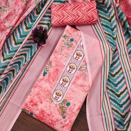 LeeliPeeri Designer Floral Printed Thread Work Unstitched Dress Material-picture-43