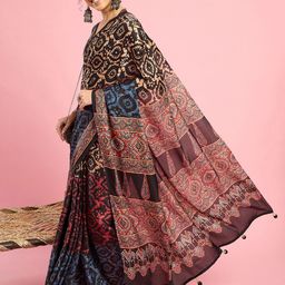 Sangria Ethnic Printed Saree With Blouse Piece-picture-57