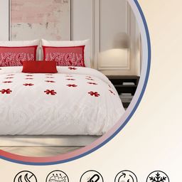 LIVING ROOTS Pink & Red Floral 210 TC King Bedsheet with 2 Pillow Covers-image-69