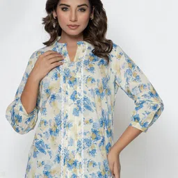 VEDANA Women Floral Printed Pure Cotton Shirt Style Top-image-13