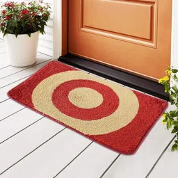 Aura Red & Beige Textured Microfibre Anti-Skid Doormats-3