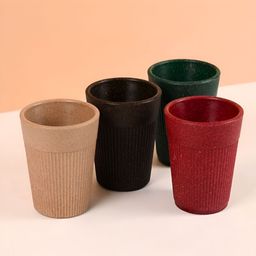 eha Pack of 4 Matte Finish Textured Dishwasher and Microwave Safe Cups-image-94