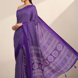 Libas Printed Zari Poly Georgette Saree image 2