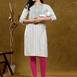 DUMMY SHAPE Women Embroidered Cotton Maternity Kurta-image-19