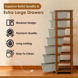 Kuber Industries Light Grey & Brown 7-Layer Drawer Storage Organiser-57 Ltr image 5