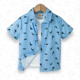BAESD Boys Comfort Fit Conversational Printed Spread Collar Cotton Casual Shirt-image-68