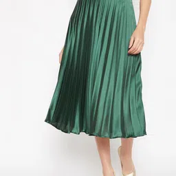 ZWERLON Satin Pleated A-Line Midi Skirt-picture-27