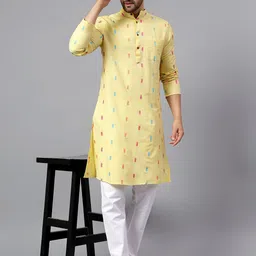 Latest Chikan Garments Men Striped Pastels Dobby Kurta-picture-5