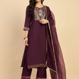 Azira Women Embroidered Regular Kurta with Palazzos & With Dupatta-picture-15