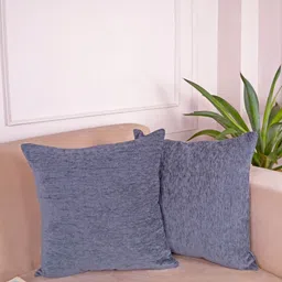 STITCHNEST Grey & White 2 Pieces Textured Chenille Square Cushion Covers-image-22