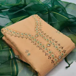 SAINOOR Embellished Semi-Stitched Dress Material-image-49