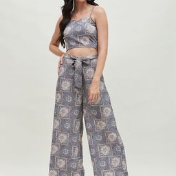 Bitterlime Printed Top & Palazzo Co-Ords-image-55