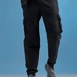 THIRD QUADRANT Men Loose Relaxed Fit Low Distress Light Fade Stretchable Jeans-image-6