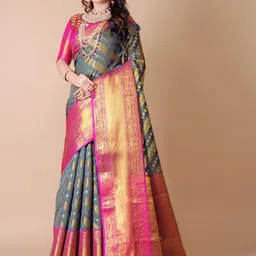 jayant creation Woven Design Zari Silk Blend Banarasi Saree-picture-6