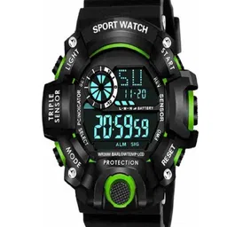 Hala Men Aluminium Dial & Straps Digital Watch Green SSA + King Bracelet BLK-57