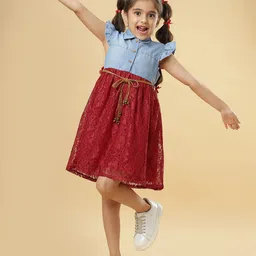 TeenTrums Girls Denim Fit And Flared Dress with Belt-picture-43
