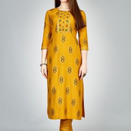 APNISHA Women Embroidered Straight Kurti with Trousers-48