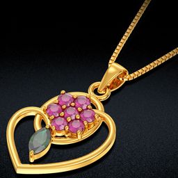Joyalukkas 22KT Yellow Gold Gemstone Studded Pendant-image-56