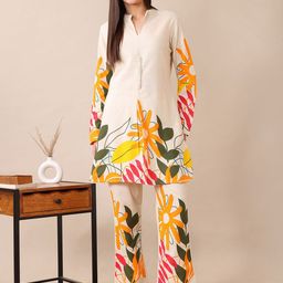KALINI Printed Mandarin Collar Tunic With Trousers Co-Ords-image-26