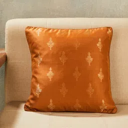 Fabindia Jalsa Orange & Gold-Toned Self Design Cotton Silk Square Cushion Cover-picture-36