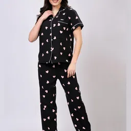 Stem Rope Conversational Print Cuban Collar Night Suit-picture-35