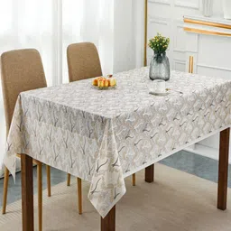 Dakshya Industries White Floral Waterproof Plastic 6-Seater Table Cover-image-71