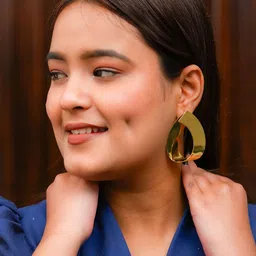 Mali Fionna Gold-Plated Contemporary Shaped Drop Earrings-54