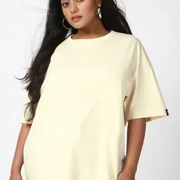 Bewakoof Plus Women Beige Oversized Plus Size T-shirt-image-62