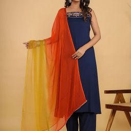 Neemiya Women Regular Thread Work Kurta with Trousers & With Dupatta-picture-4