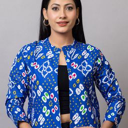 PROBASIC Geometric Print Cotton Denim Crop Top-picture-23
