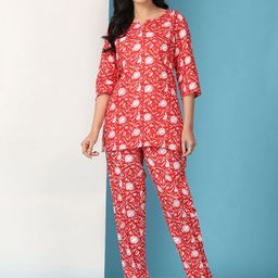 Smartyhub Floral Printed Notch Neck Tunic With Trouser-picture-11