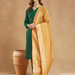 Fabindia Floral Woven Design Zari Cotton Silk Dupatta-picture-49