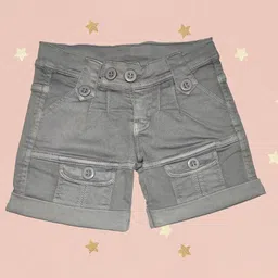 Arshia Fashions Girls Slim Fit High-Rise Denim Cargo Shorts-image-91