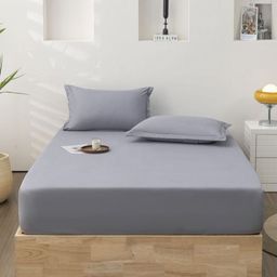 JC HOME Grey 140 TC Single Bedsheet with 1 Pillow Covers-image-45