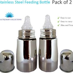 Complete Stainless Steel Baby Feeding Bottle 300ML Combo Pack of 2 - 300 ml-13