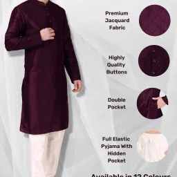 Men Art Silk Kurta Pyjama Set-image-12