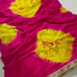 Embellished Bandhani Chiffon Saree-image-59