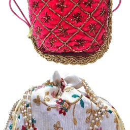 Girls Pink, White, Gold Potli-image-93