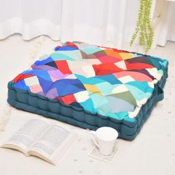 blanc9 Multicolour Cotton Geometric 20x20 inches Floor Cushion-picture-7